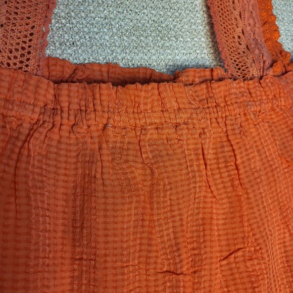 Sunkist Gingham Embroidered  Sleeveless Dress With Ruffle Straps Anthropologie - Picture 16 of 16